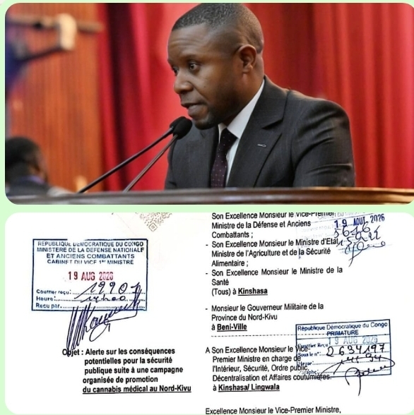 Nord-Kivu : auprès du VPM de l’Intérieur, le député national Carly Nzanzu Kasivita exige la suspension de la campagne de promotion du cannabis médical